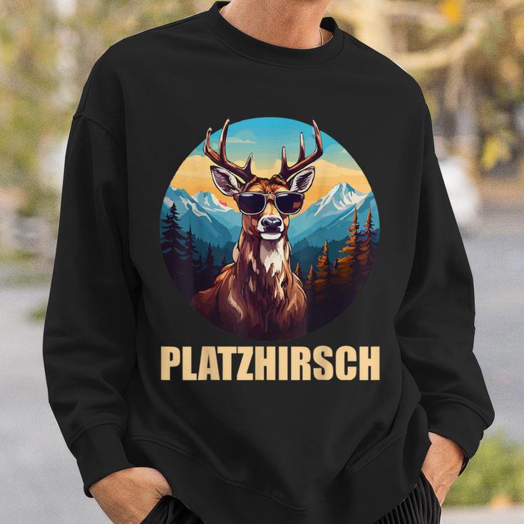 Platzhirsch Beim Wandern Berge Sweatshirt Geschenke für Ihn