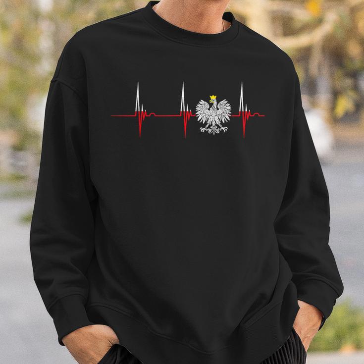 Polska Eagle Pole Heartbeat Ecg Pulse Polish Pride Sweatshirt Geschenke für Ihn