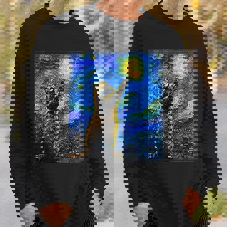 Raccoon Lover Sweatshirt - Starry Night Van Gogh Design Gifts for Him