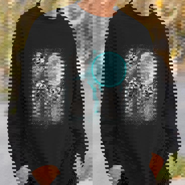 Raccoon Sweatshirt - Quirky Moonlit Trio Howl Design - Unisex Gifts for Him