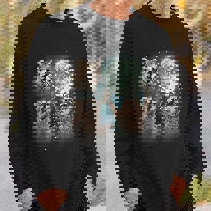 Raccoons Howling at Moon Sweatshirt | Unique & Whimsical Design Gifts for Him