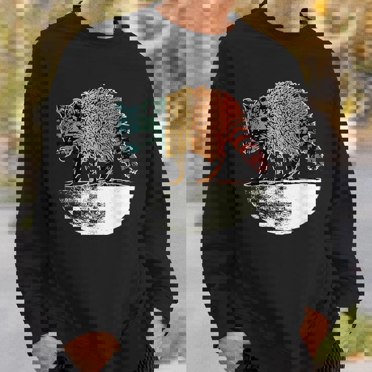 Retro Trashpanda On The Half Moon Vintage Raccoon Sweatshirt Gifts for Him