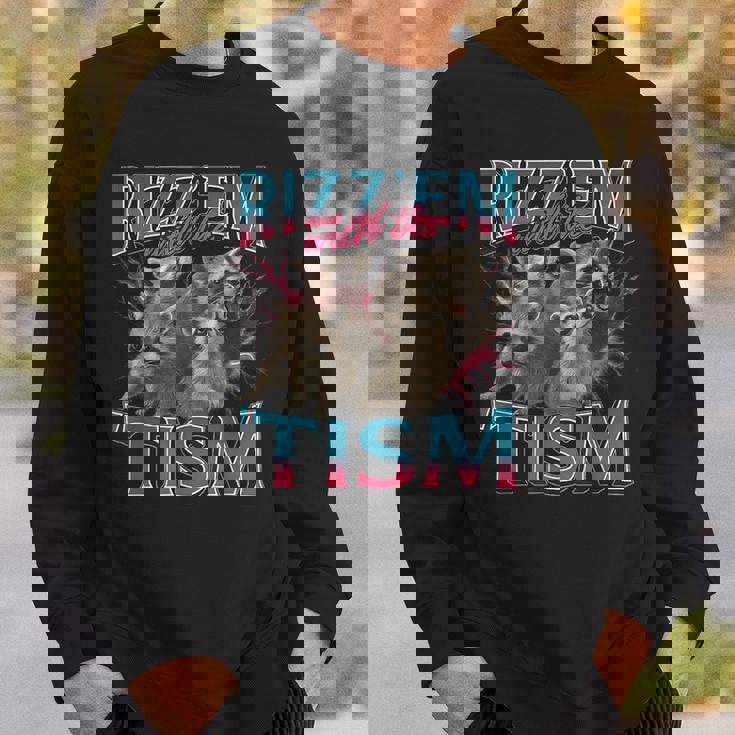 Rizz Em With The Tism Meme Autism Autistic Raccoon Sweatshirt Gifts for Him