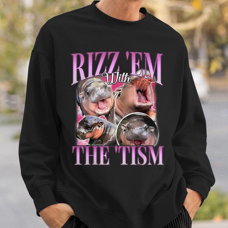 Rizz Em With The Tism Meme Moo Deng Sweatshirt Gifts for Him
