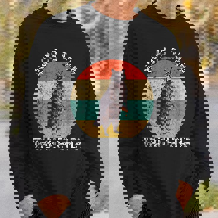 Save the Trash Panda Retro Raccoon Sweatshirt | Vintage Sunset Style Gifts for Him