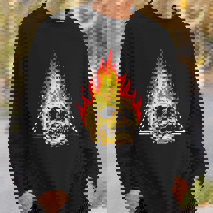 Skull Pyro Burning Skeleton Fire Fireworks Pyrotechnician Sweatshirt Gifts for Him