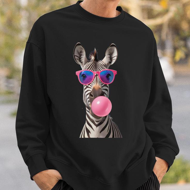 Snirt Zebra Bubblegum Bubble Pink Sunglasses Sweatshirt Geschenke für Ihn