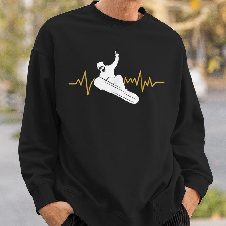 Snowboard Ekg Heartbeat Snowboarding Sweatshirt Geschenke für Ihn