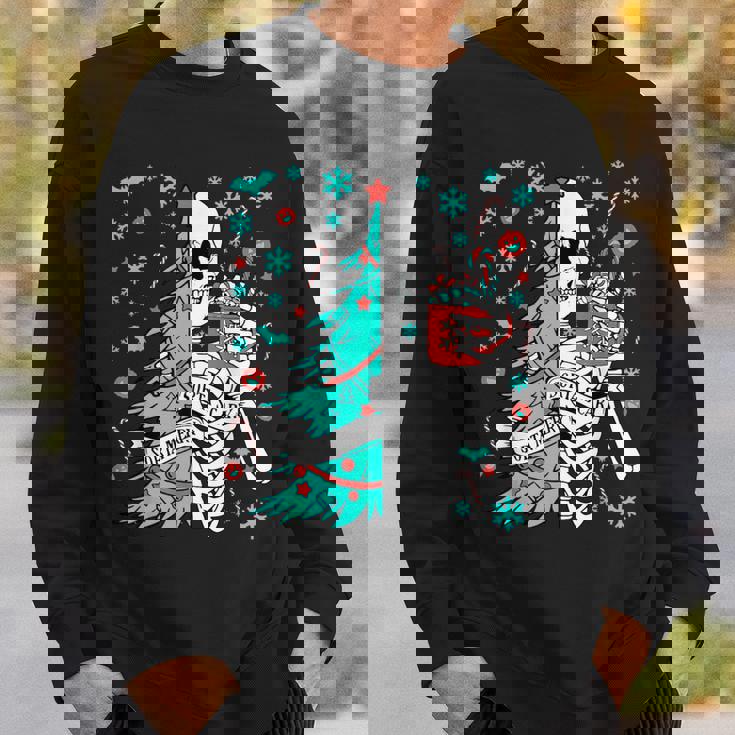 Sorta Merry Sorta Scary Christmas Skeleton Tree Santa Sweatshirt Gifts for Him