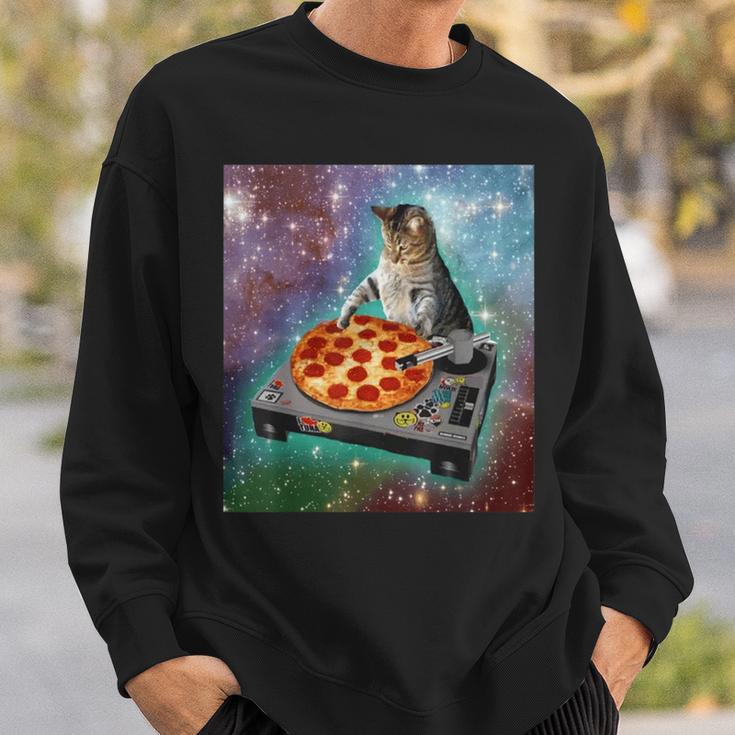 Space Galaxy Universe Cat Pizza Dj Cute Cosmic Sweatshirt Geschenke für Ihn