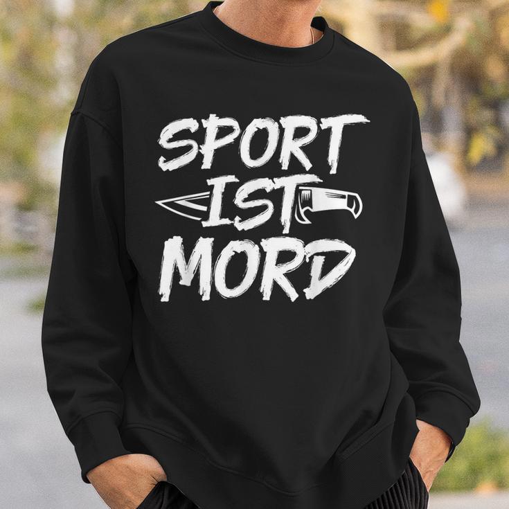 Sport Ist Mord Anti Unsporty Knife Lazy Retro Sweatshirt Geschenke für Ihn