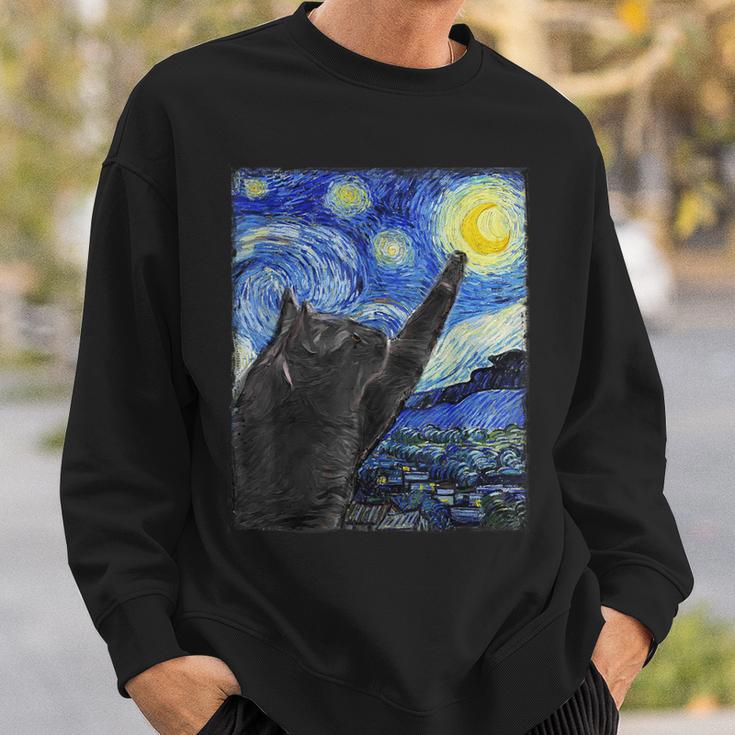 Starry Night Catan Gogh Cat Sweatshirt Geschenke für Ihn