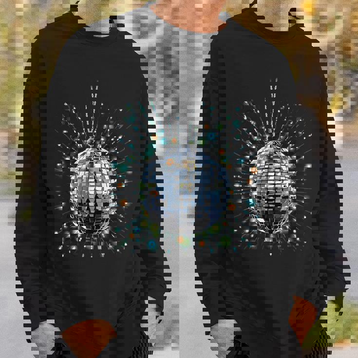 Techno Plattenspieler Und Discoball Outfits Retro Disco Ball Party Schwarz S Disco- Sweatshirt Geschenke für Ihn