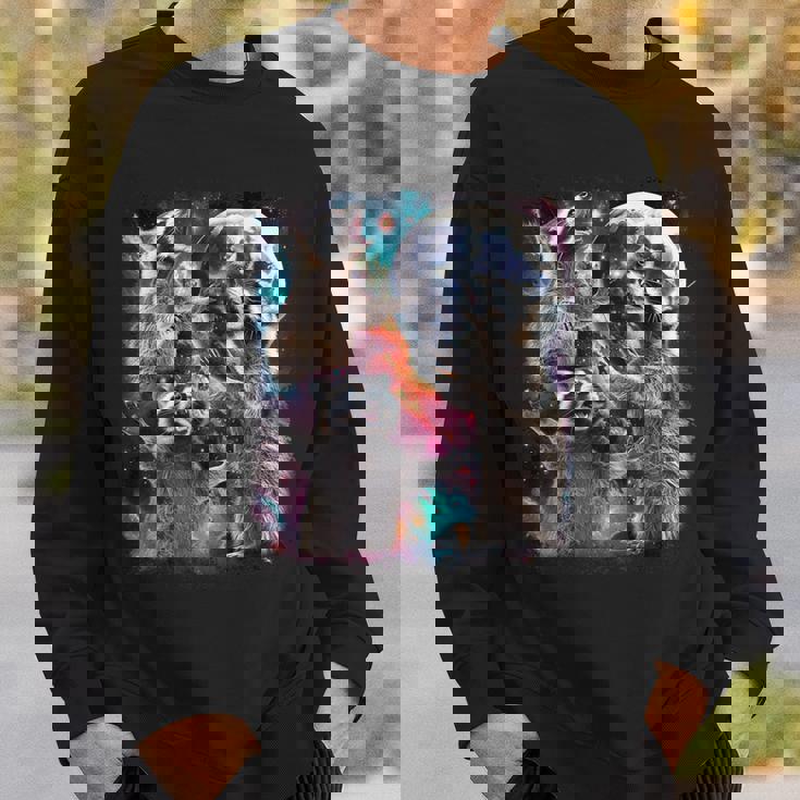 Three Raccoon Moon Sweatshirt - Whimsical Nighttime Design Gifts for Him