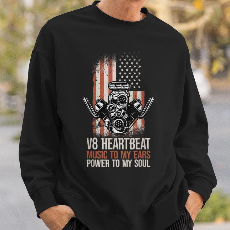 V8 Heartbeat American Muscle Cars Usa Engine8 Muscle Car Sweatshirt Geschenke für Ihn