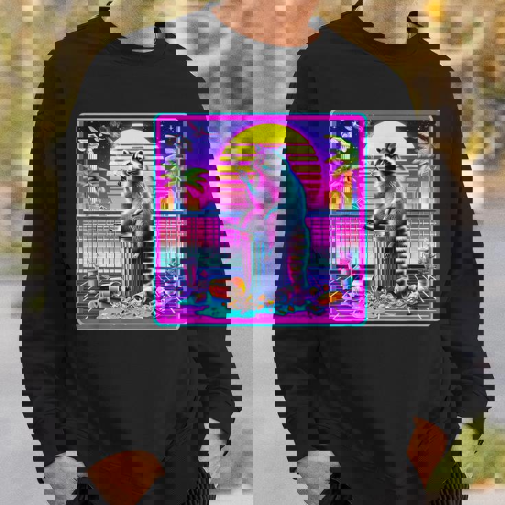Vaporwave Synthwave Raccoon Sweatshirt | Retro Meme Style Gifts for Him