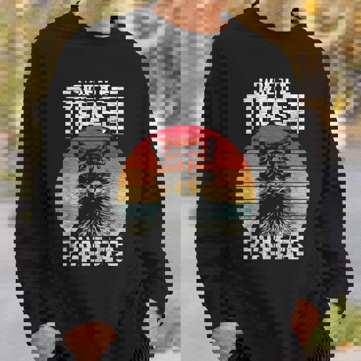 Vintage Retro Save The Trash Pandas Raccoon Sweatshirt Gifts for Him