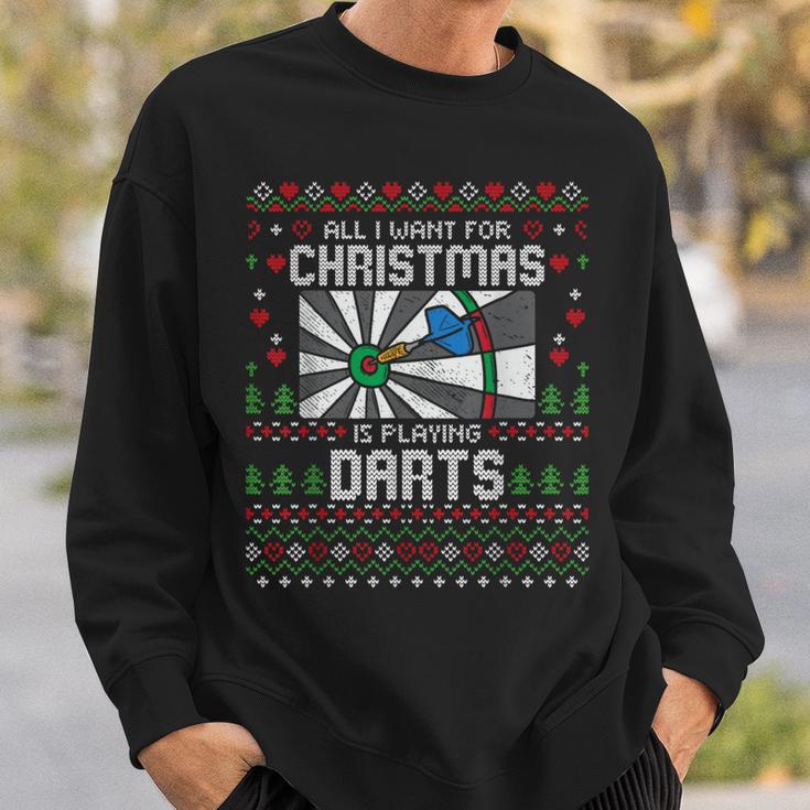 All I Want For Christmas Is Playing Darts Ugly Xmas Sweater Sweatshirt Geschenke für Ihn