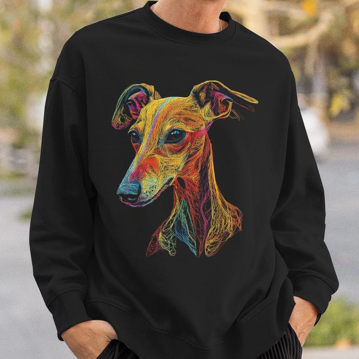 Whippet Dog Motif Pet Illustration Colourful Whippet Sweatshirt Geschenke für Ihn