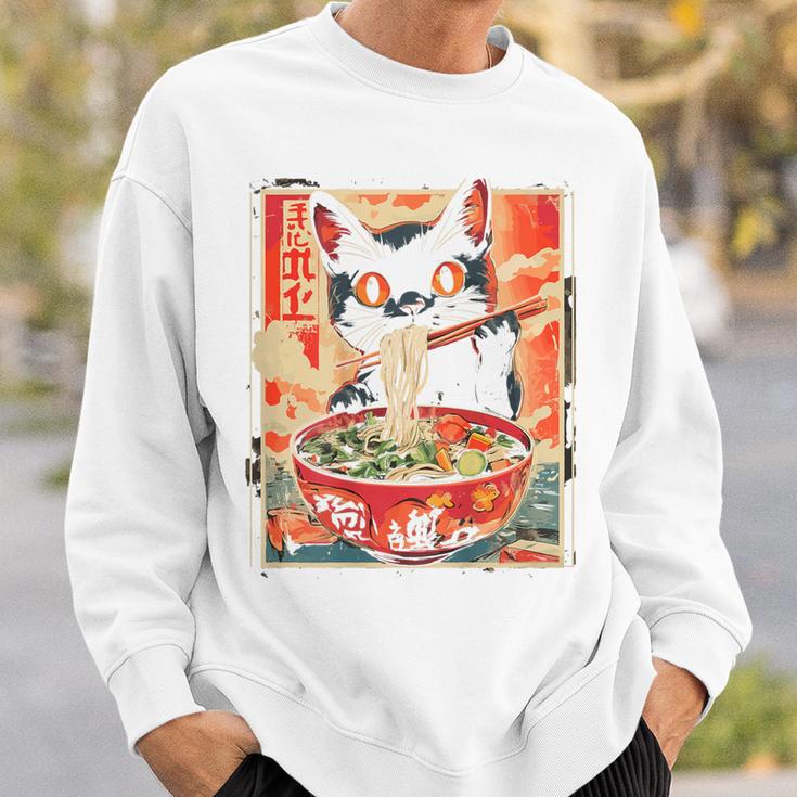 Cat Ramen Noodle Japanese Backprint Sweatshirt Geschenke für Ihn