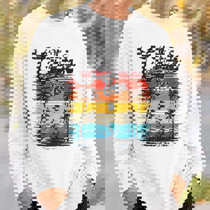 On Cruise Time Coconut Tree Graphic Summer Vacation Cruising Sweatshirt Gifts for Him