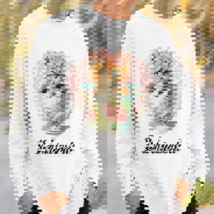 Delusional Coquette Cat Kitten Pink Bow Ribbon Y2k Aesthetic Sweatshirt Gifts for Him