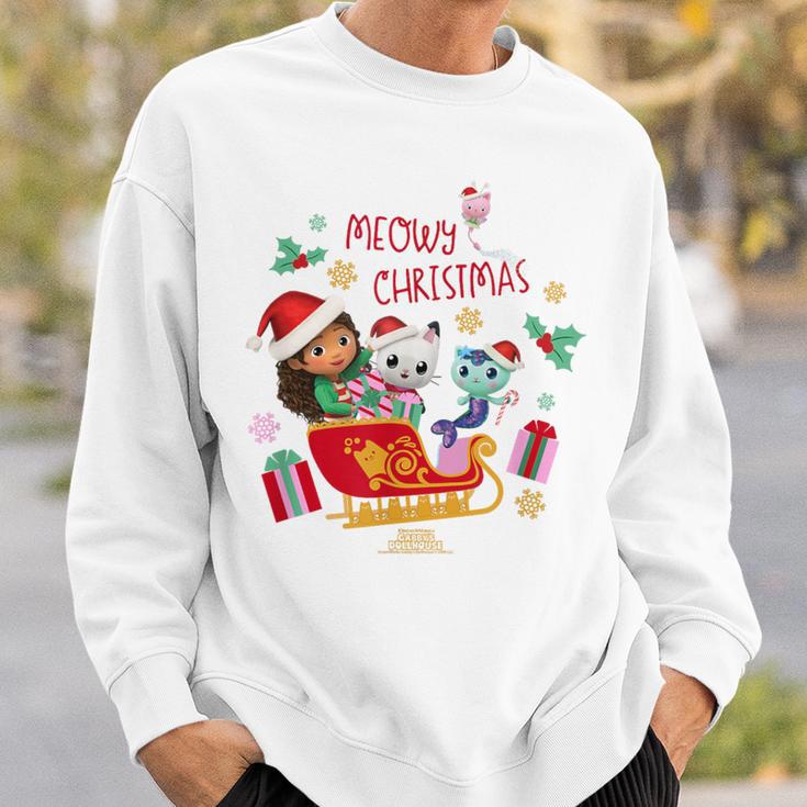 Dreamworks Gabby's Dollhouse Meowy Christmas Sleigh Blue Sweatshirt Geschenke für Ihn