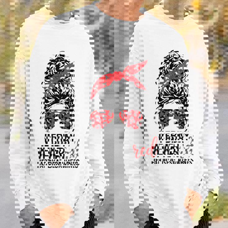 In February We Wear Red Heart Health Awareness Chd Disease Sweatshirt Gifts for Him