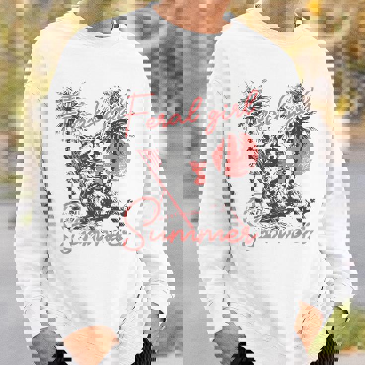 Feral Raccoon Summer Vacation Sweatshirt - Fun Meme Style Gifts for Him