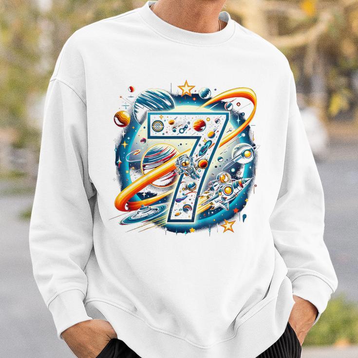 Kinder Astronaut 7 Geburtstag Weltraum Jungen 7 Jahre Raumschiff Sweatshirt Geschenke für Ihn