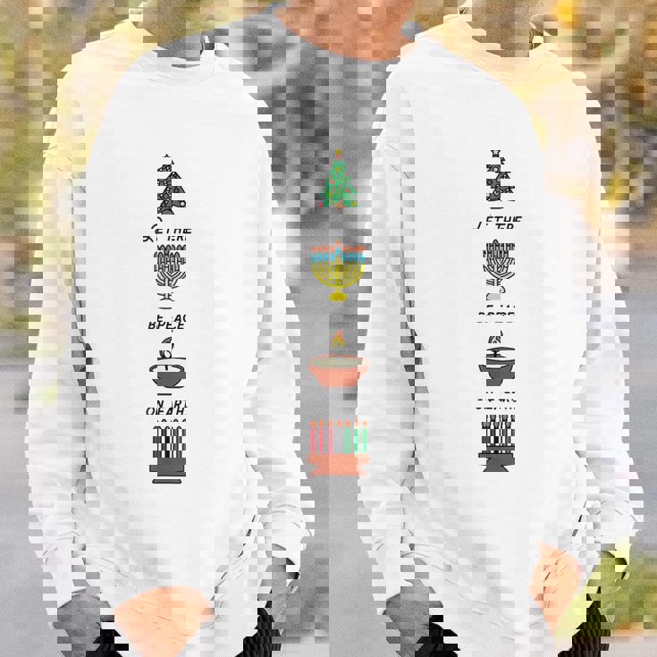 Peace On Earth Multicultural Holiday Diversity Symbols Sweatshirt Gifts for Him
