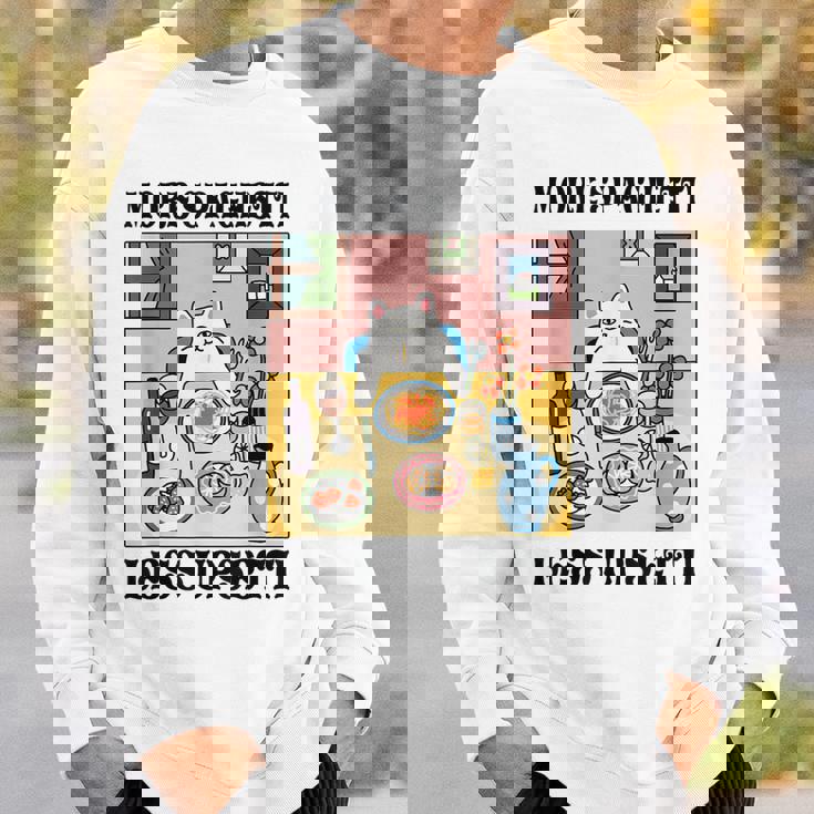 More Spaghetti Less Regretti Cat Eats Spaghetti Meme Sweatshirt Geschenke für Ihn
