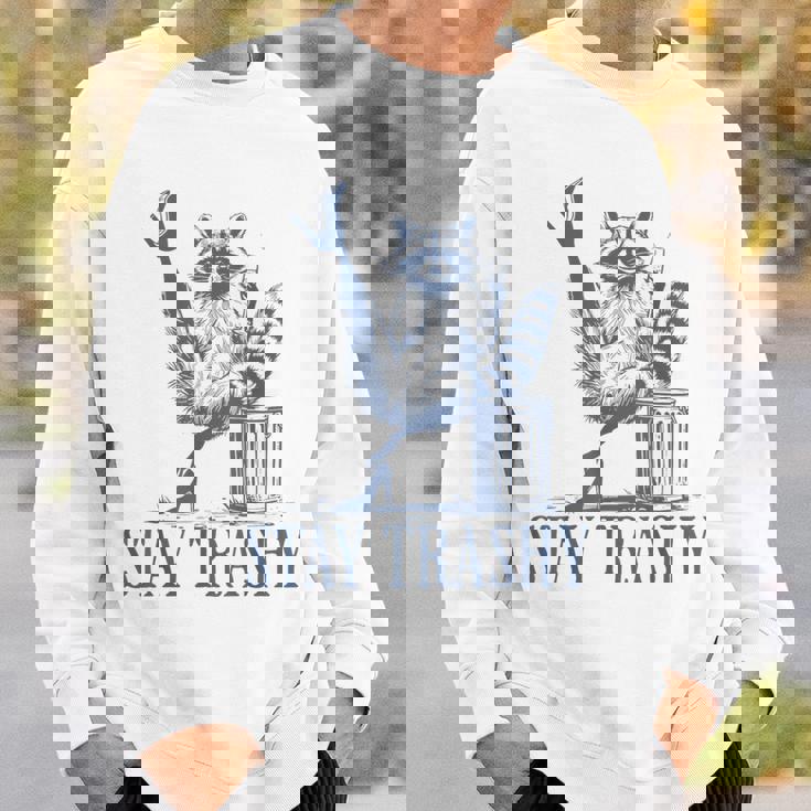 Stay Trashy Raccoon Sweatshirt - Quirky Halloween Style for Women Gifts for Him
