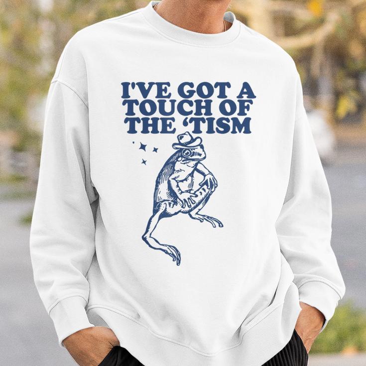 Vintage I've Got A Touch Of The Tism Retro Frog Meme Sweatshirt Gifts for Him