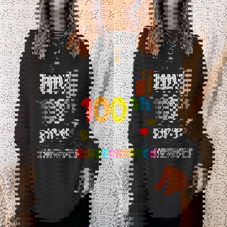 100 Days Of Kindergarten Happy 100Th Day Of School Teachers Sweatshirt Gifts for Her
