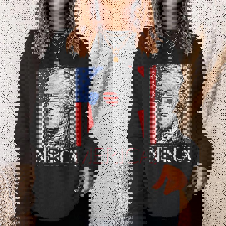 Alexander Hamilton 'Merica Patriot American Flag 4th Of July Sweatshirt Gifts for Her