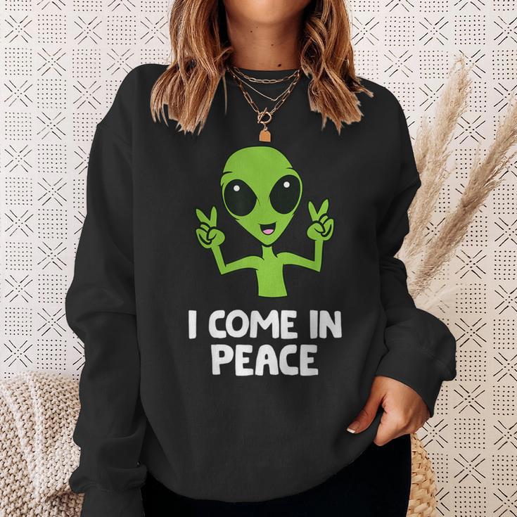 Alien I Come In Peace Space Rave Edm Music Alien Sweatshirt Geschenke für Sie