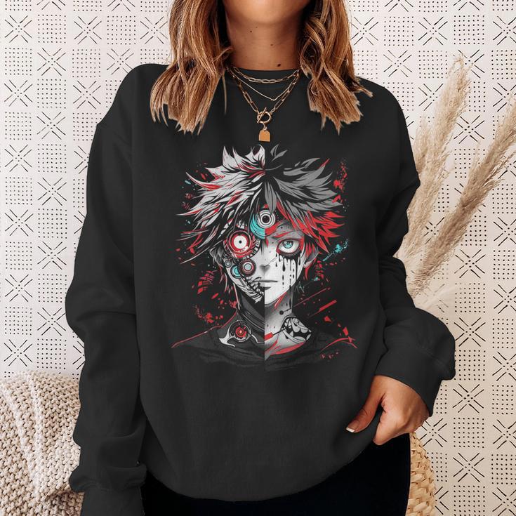 Anime Manga Motif Red Eyes Illustration Anime Sweatshirt Geschenke für Sie