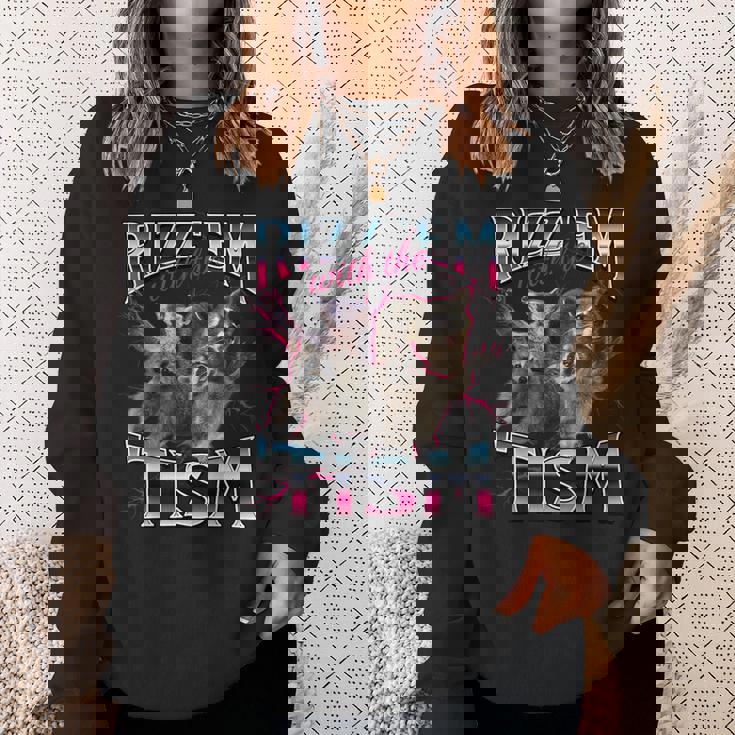 Autism Rizz Em With The Tism Meme Autistic Racoon Sweatshirt Gifts for Her