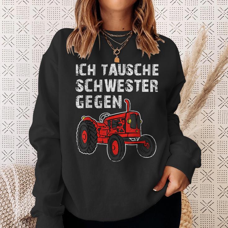 With Brother Siblings Family Tractor Stolzer Bruder Sweatshirt Geschenke für Sie