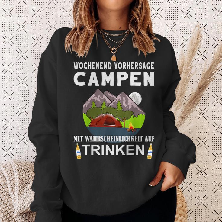 Camping Camping Weekend Forecast Drinking Alcohol Saufen Sweatshirt Geschenke für Sie