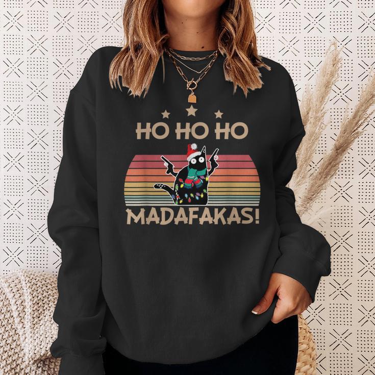 Catintage Pew Pew Madafakas Cat Ho Ho Ho Christmas Sweatshirt Geschenke für Sie