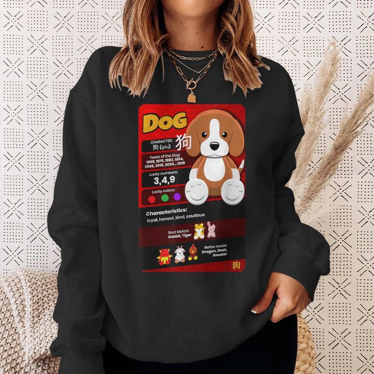 Chinese Zodiac Horoscope Animal Facts Card Year Of The Dog Sweatshirt Gifts for Her