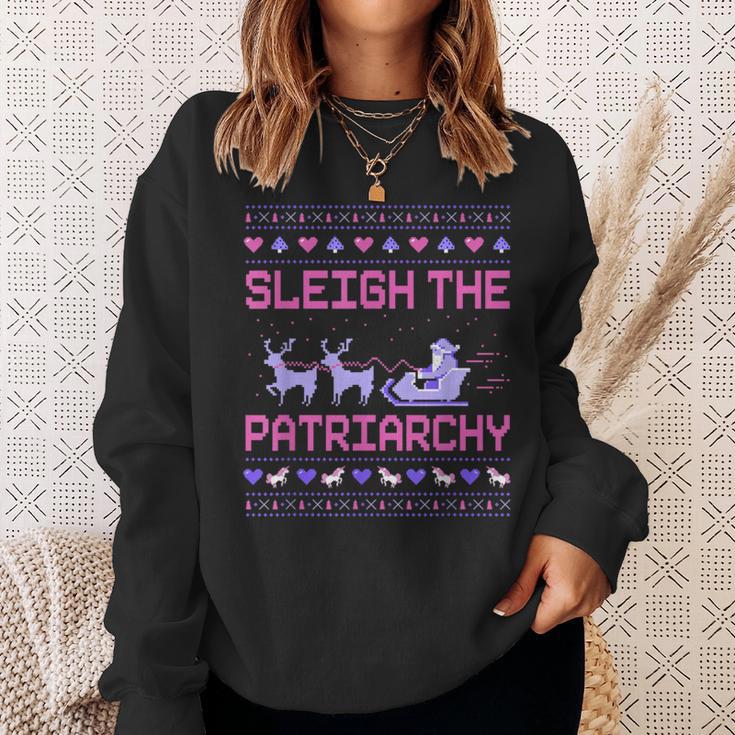 Christmas Sleigh The Patriarchy Feminist Feminism Deer Xmas Sweatshirt Geschenke für Sie