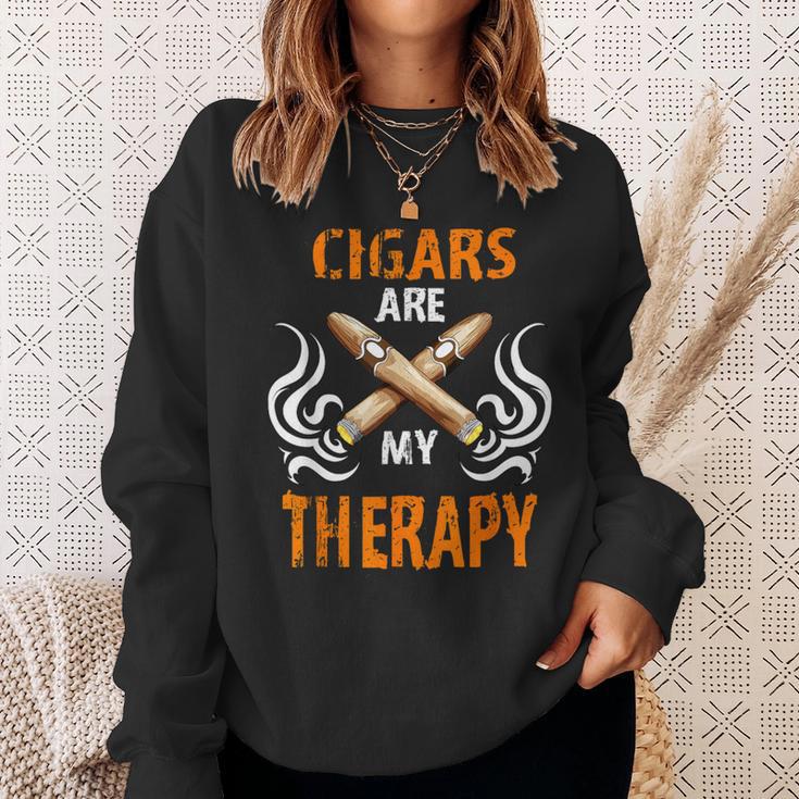 Cigars Are My Therapy Smoker Saying Cigar Smoke Tobacco Sweatshirt Geschenke für Sie