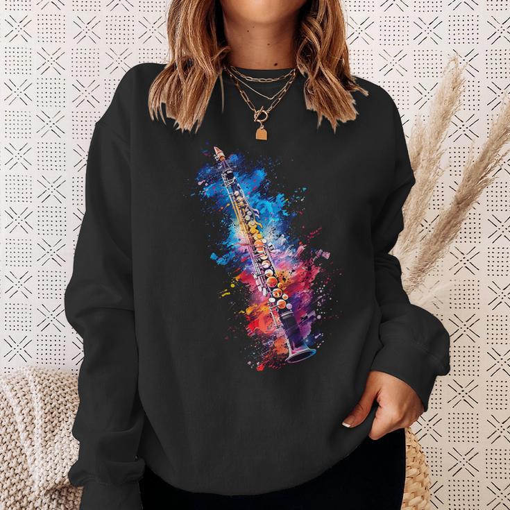 Clarinet Instrument On Colourful Painted Clarinet Sweatshirt Geschenke für Sie