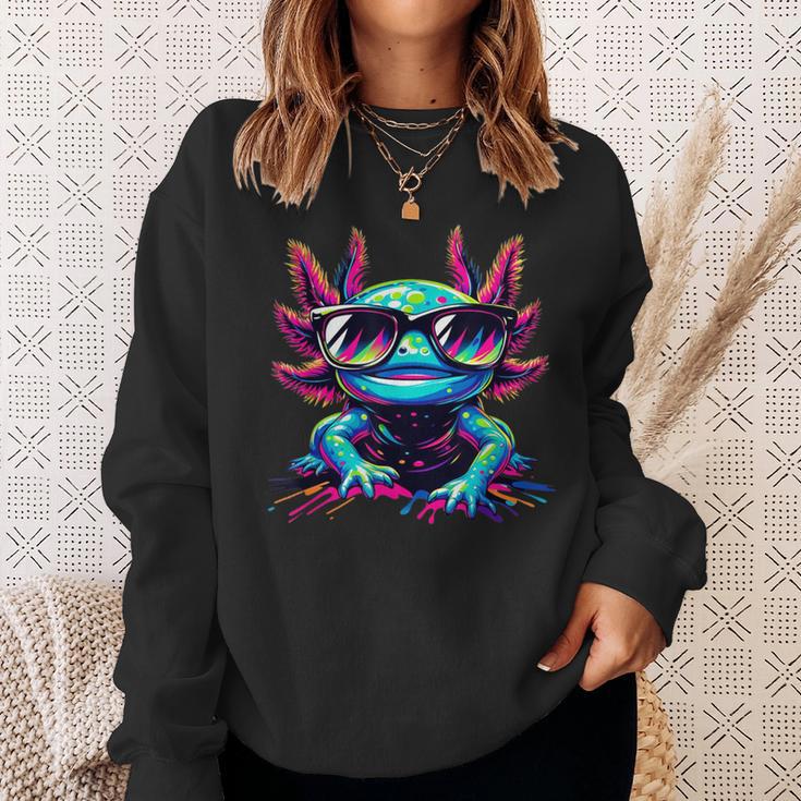 Cool Axolotl With Sunglasses Colourful Motif Axolotl Sweatshirt Geschenke für Sie