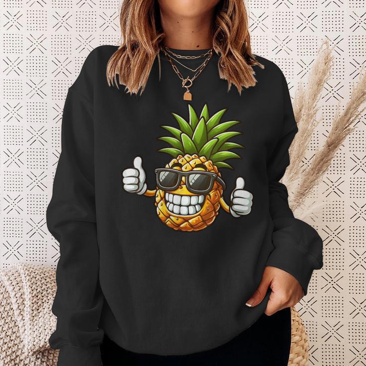 Cool Pineapple Wearing Sunglasses Fun Fruit Sweatshirt Geschenke für Sie