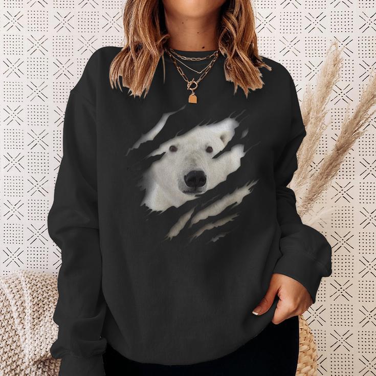 Cute Polar Bear Face Animal Rider Polar Bear Ripped Sweatshirt Geschenke für Sie