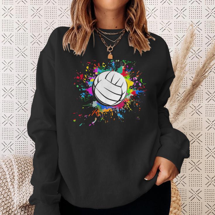 Cuteolleyball Ball Watercolor Colorful Paint Splash Sweatshirt Geschenke für Sie